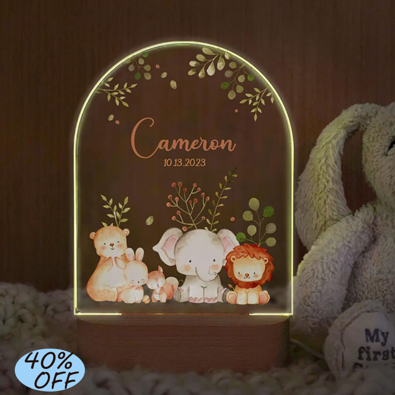 Baby Nursery Girl - Nome personalizado luz da noite do
