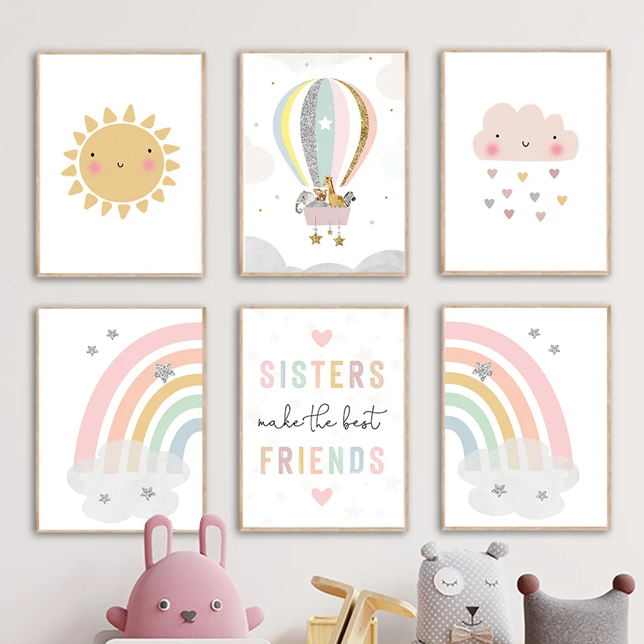 Baby Nursery Girl - Pôsteres e impressões nórdicas de girafa,