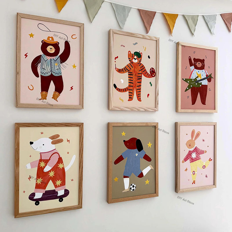 Baby Nursery Modern - Arte de Parede Divertida com Animais
