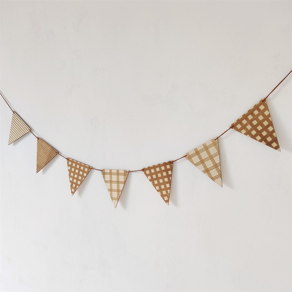 Baby Nursery Garland - Triângulo de madeira nórdico bandeira parede
