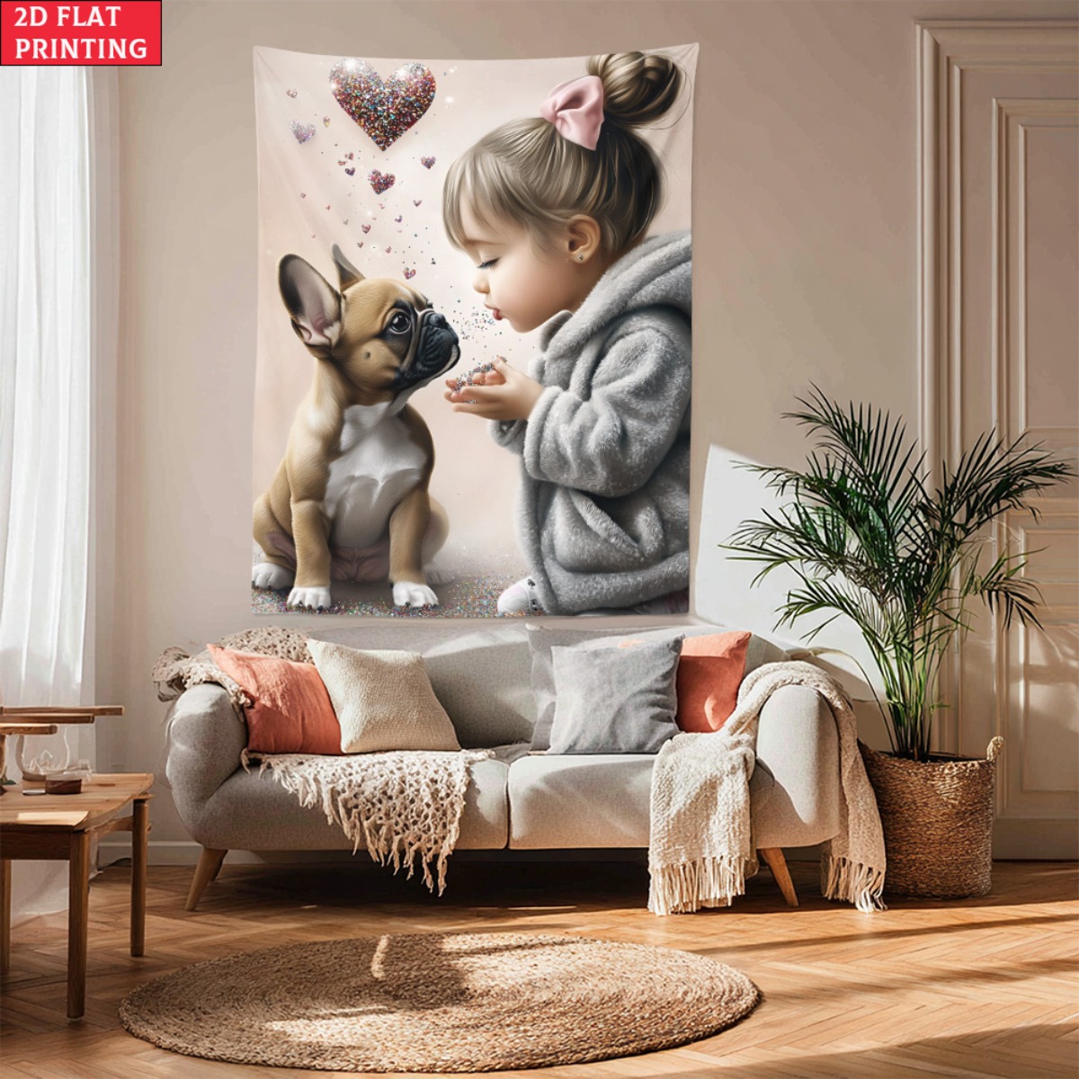 Menina com buldogue francês fi - Baby Nursery Girl avaliação e preço