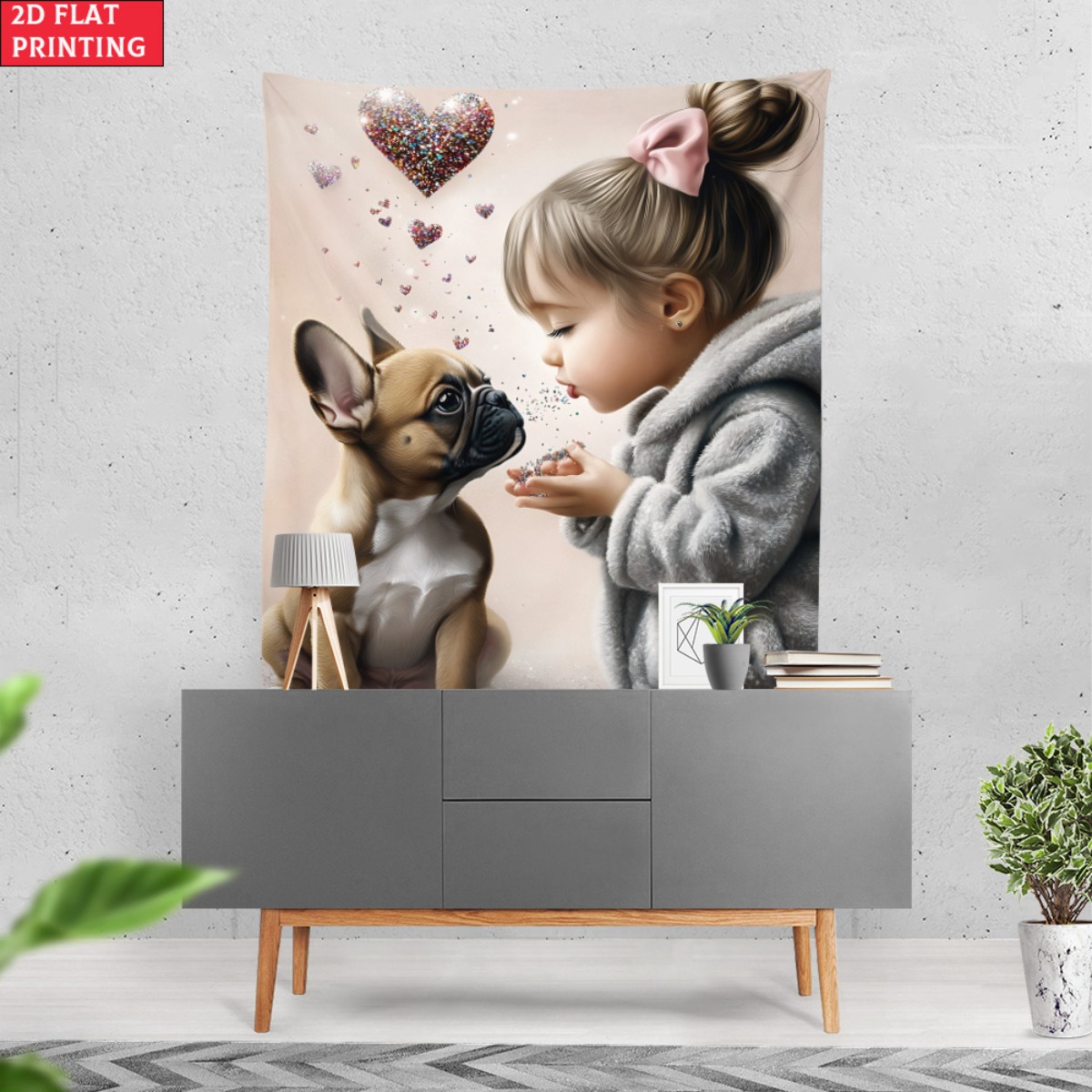 Menina com buldogue francês fi - Baby Nursery Girl avaliação e preço