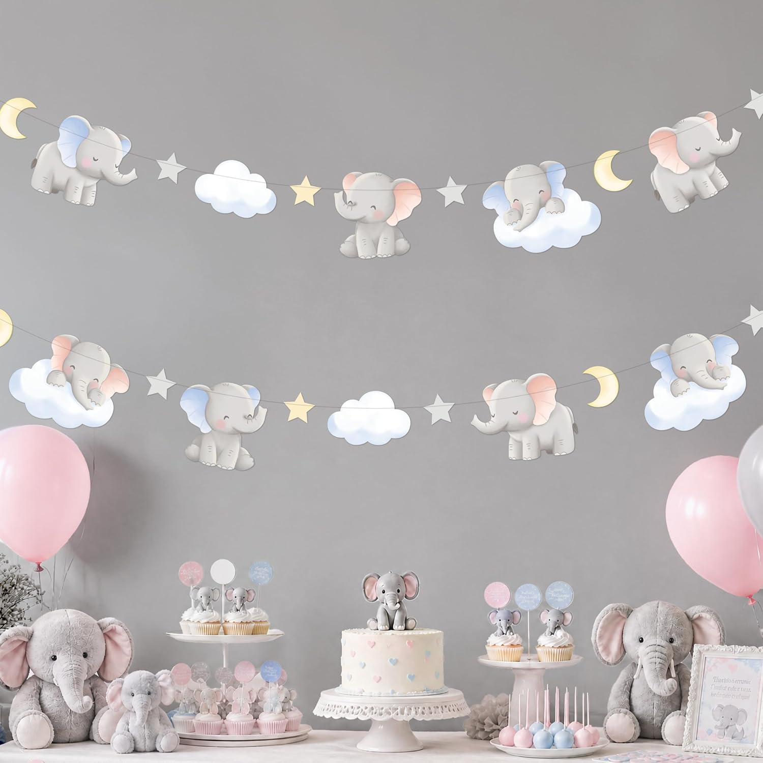 2 Peças de Guirlanda de Elefan - Baby Nursery Garland avaliação e preço