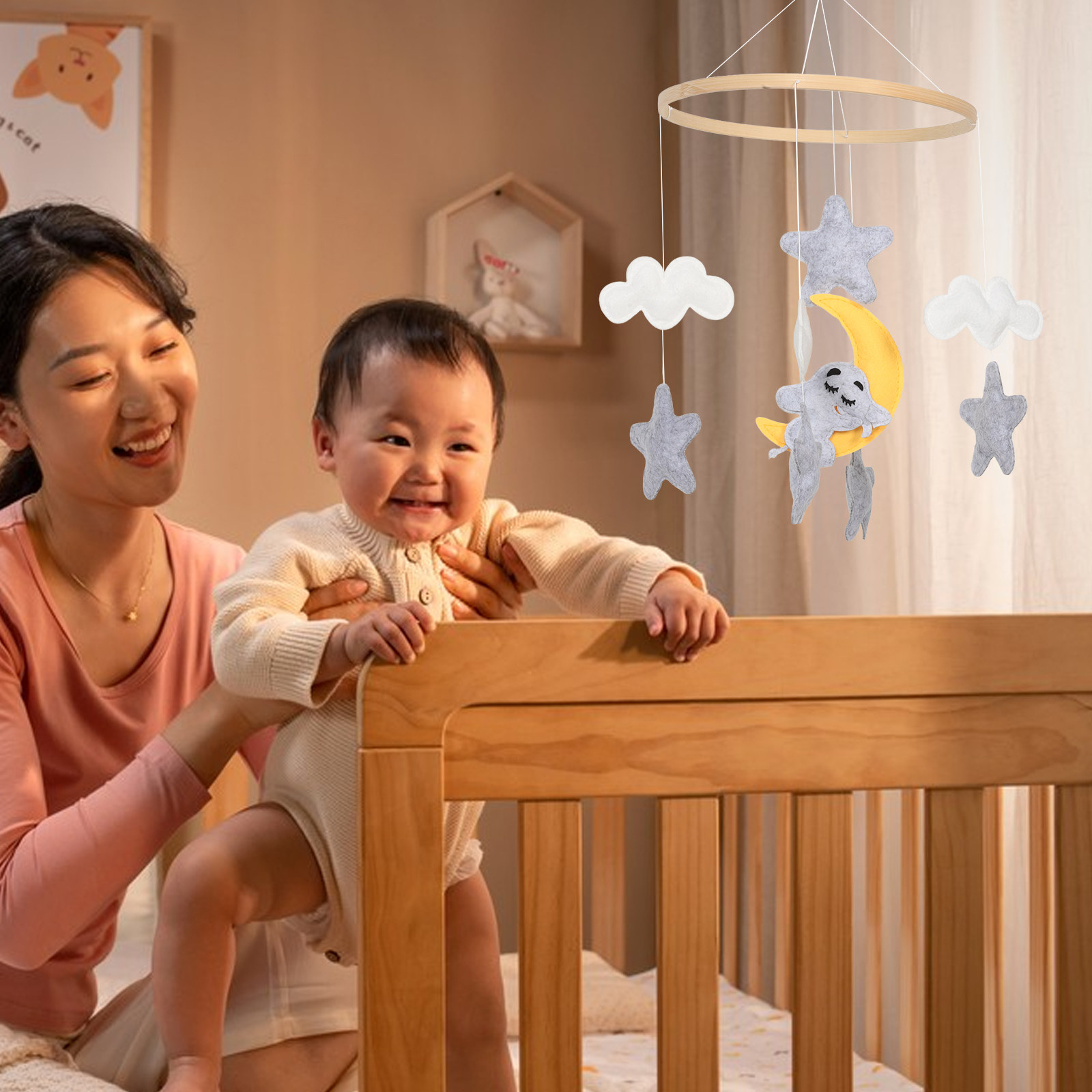 Móbile de Berço de Feltro com  - Baby Nursery Girl avaliação e preço