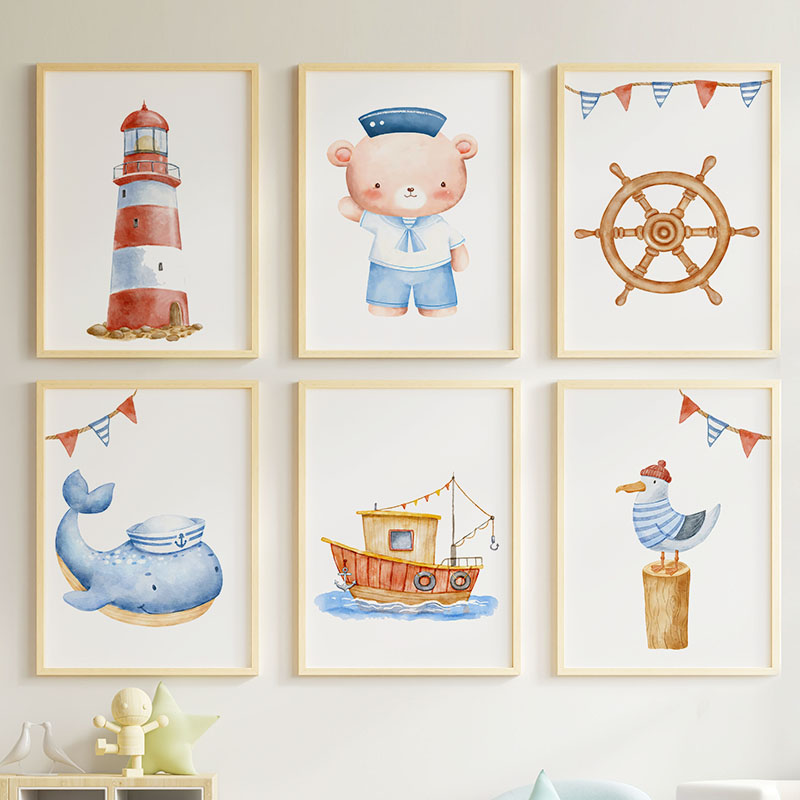 Pôsteres e impressões náuticas - Baby Nursery Modern avaliação e preço