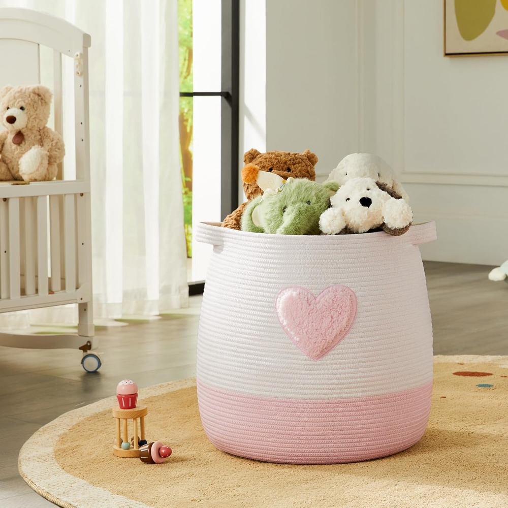 Cesto de lavanderia rosa para  - Baby Nursery Girl avaliação e preço
