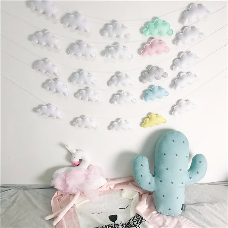Nordic feltro nuvem guirlandas - Baby Nursery Fabric avaliação e preço